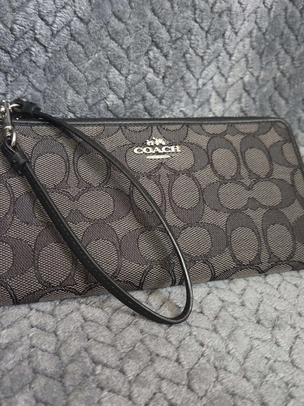 VTG Coach Edie 31 Signature Jacquard Shoulder Bag & Matching Wallet Smoke Black
